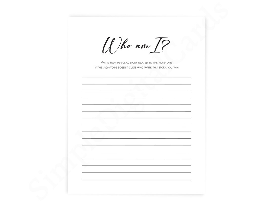 Who Am I Baby Shower Game Minimalist Boy Girl Game Etsy