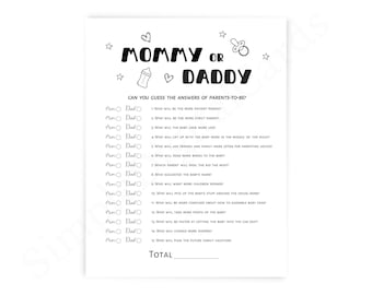 Mommy or Daddy Baby Shower Game: Gender Reveal (Digital Download)