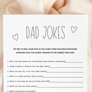 Baby shower game Dad Jokes game printable minimalist. Digital download