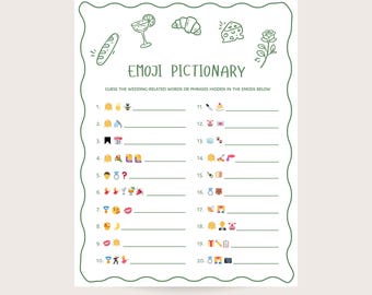 Emoji Pictionary Bridal Shower Game - Fresh off the market. Printable. Digital download