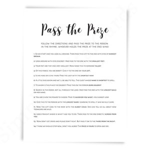 Pass the prize baby shower game, pass the gift, baby shower activity, games printable, digital download