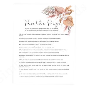 Boho Baby Shower Game: Pass the Prize Floral Design (Digital Download)