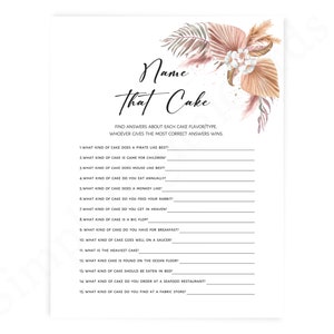 Name that cake bridal shower game boho, floral, game printable, digital download