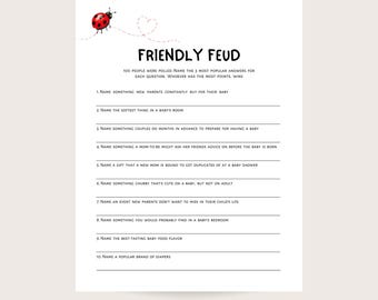 Friendly Feud - Summer Baby Shower Game Printable. Digital download