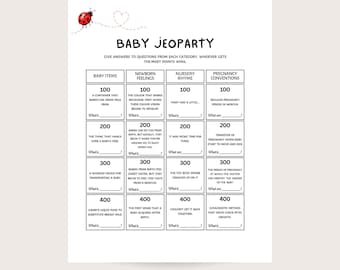 Jeoparty - Summer Baby Shower Game Printable. Digital download