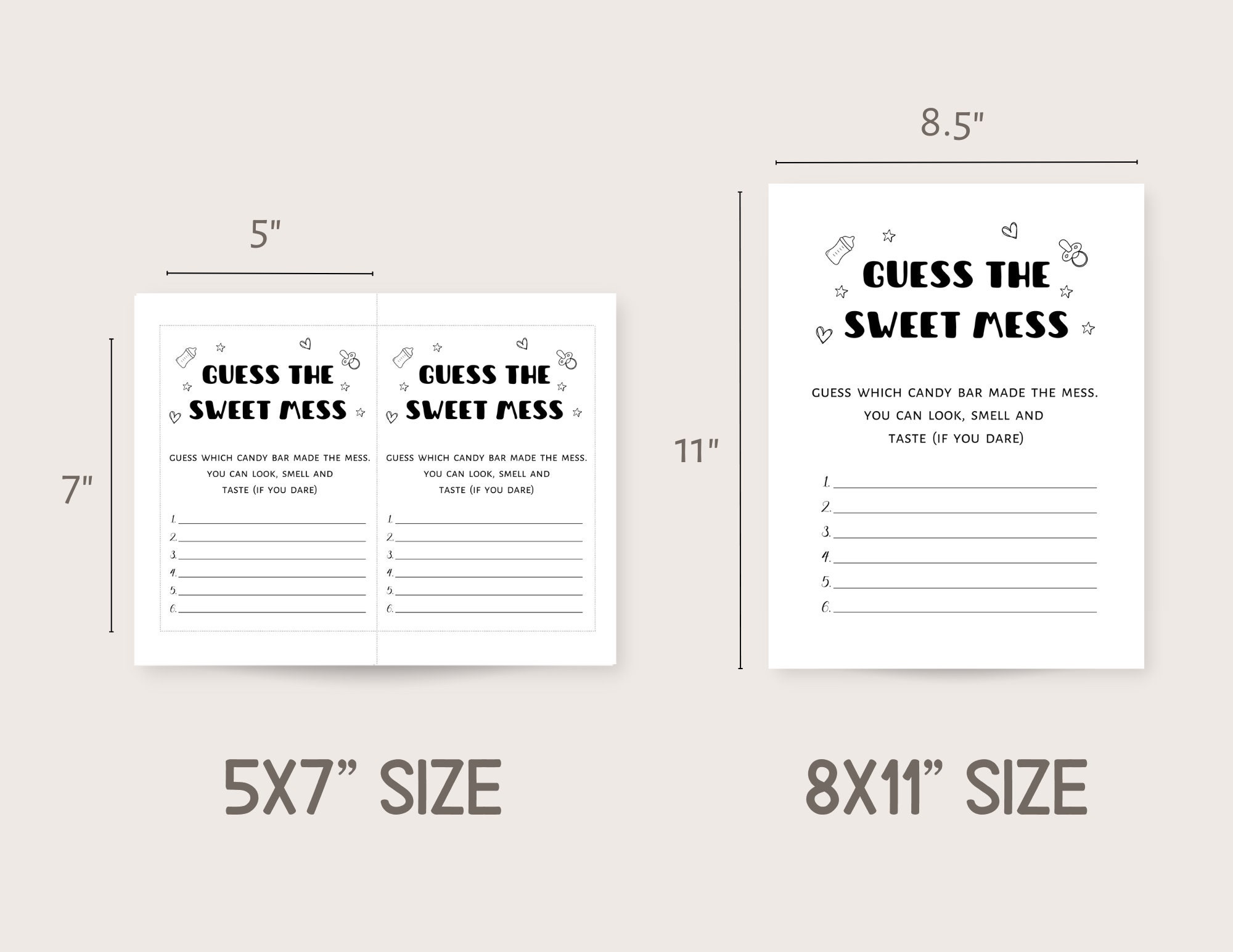 Guess the Sweet Mess, Baby Shower Game Minimalist, Digital Download - Etsy