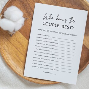 bride and groom trivia