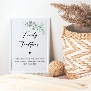 Baby Shower Family Traditions Game – Wooden Sign With 50 Cards, Fun Activity For Gender Reveal, Bridal Shower, Party Icebreaker