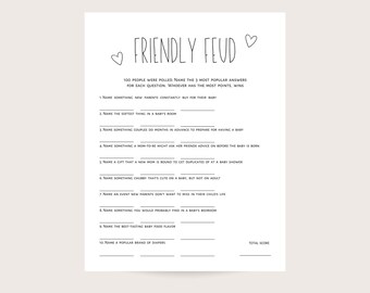 Friendly feud baby shower game printable digital download