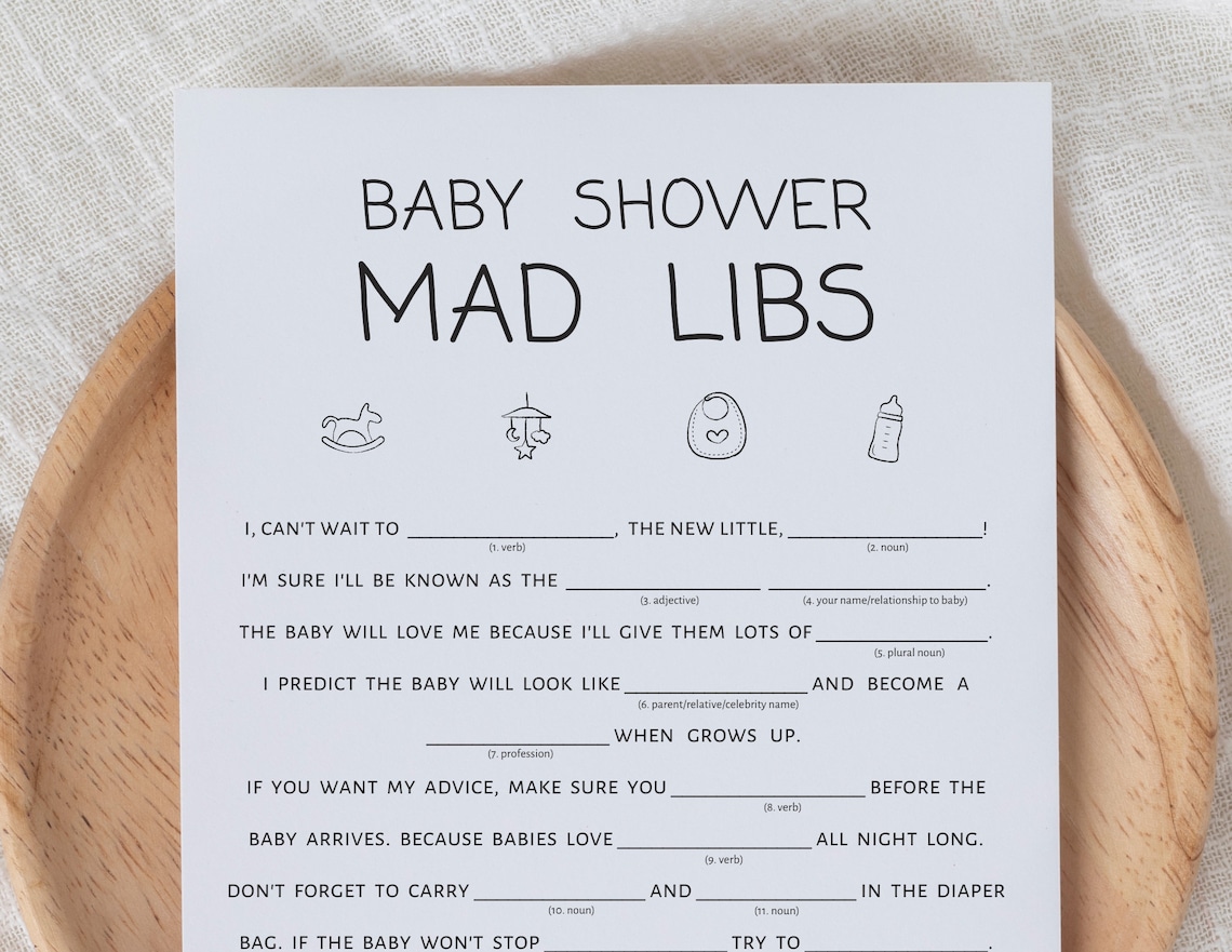 Mad Libs, Baby Shower Game, Advice for Parents to Be, Funny Games