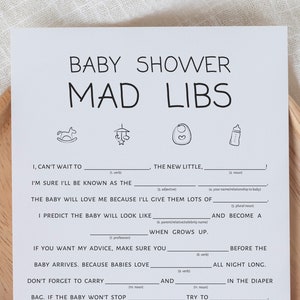 Mad Libs, Baby Shower Game, Advice for Parents to Be, Funny Games ...