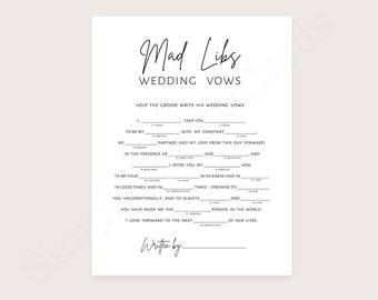 Mad libs for Groom, jeu de douche nuptiale design minimaliste à télécharger