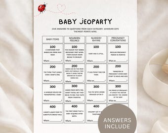 Summer Baby shower game - Jeoparty. Editable Canva Template. Digital download