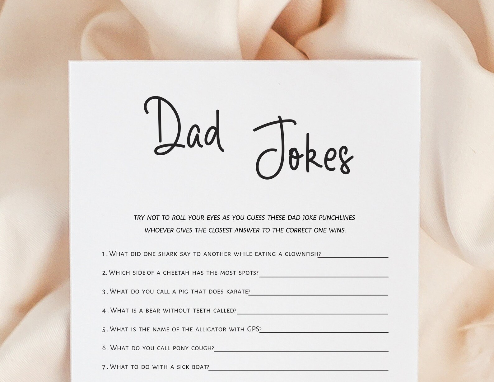 Dad Jokes Baby Shower Game Minimalist Co Ed Baby Shower - Etsy