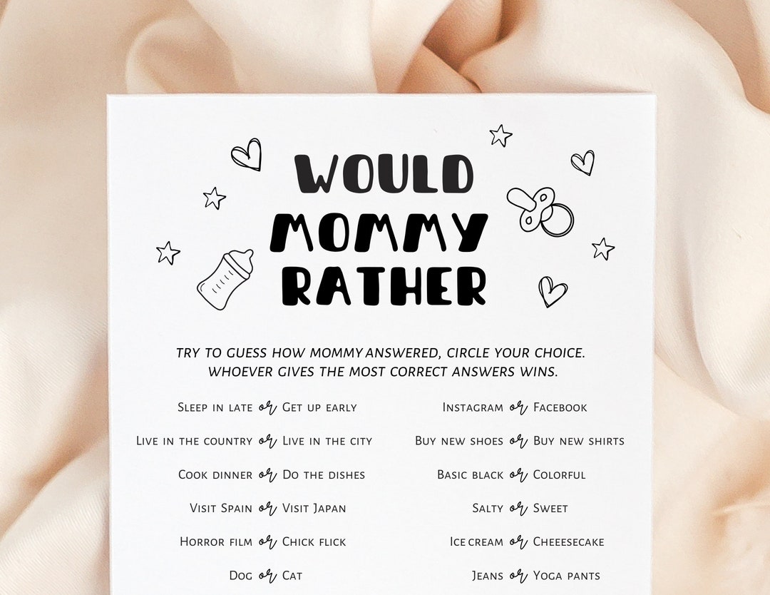 Would Mummy Rather? - Gioco Per Baby Shower A Tema Safari - 20 Schede Giocatori - Prodotto Inglese - 2