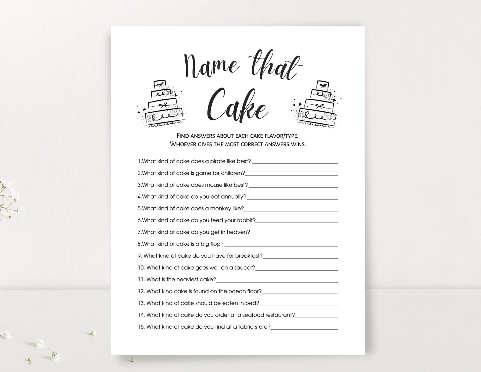 Bridal Shower Games Name That Cake Wedding Shower Games Etsy