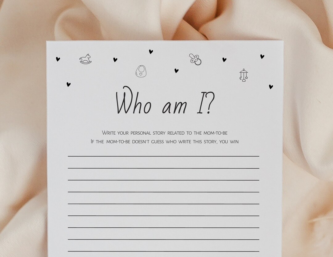 Who Am I, Baby Shower Game, Game Who Am I, Black White, Boy, Girl
