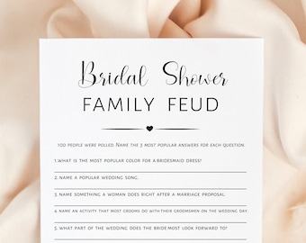 Bridal Shower Family Feud Game: Minimalist Design (Digital Download)
