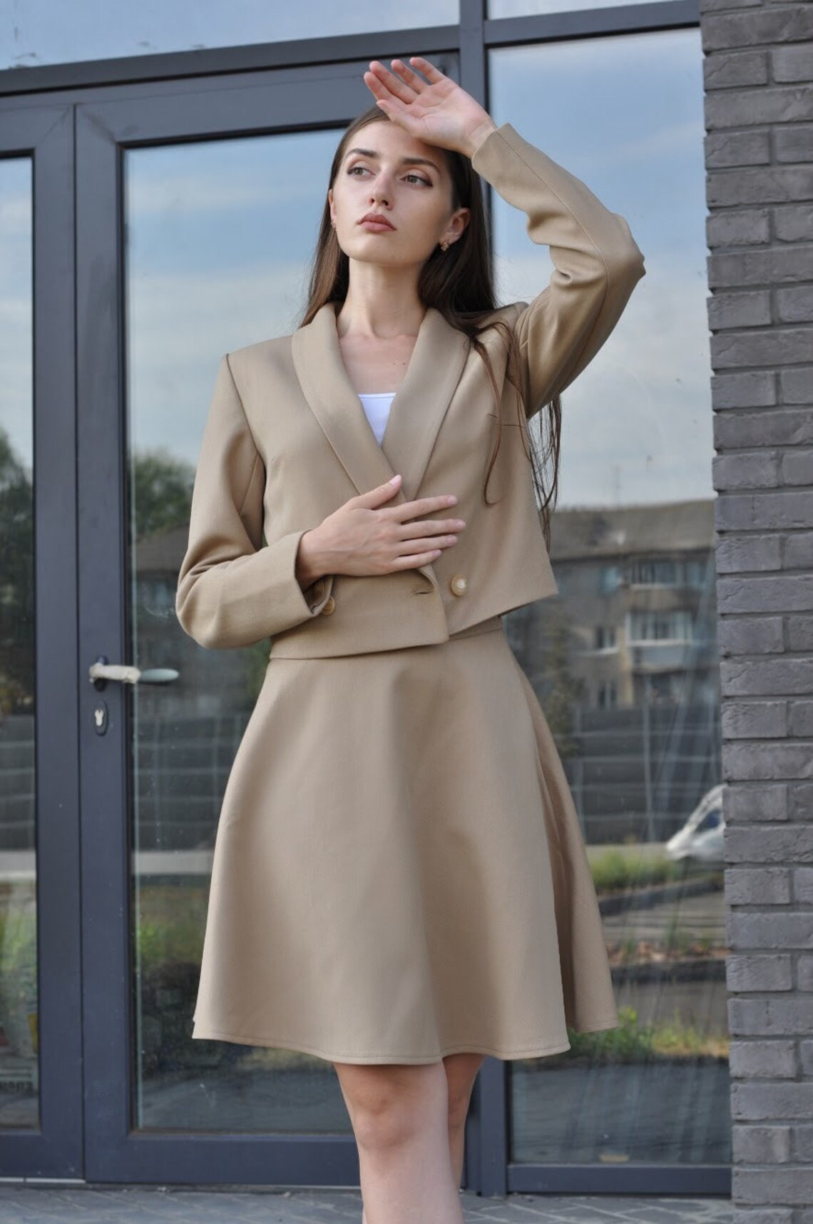 Beige suit suit skirt set women suit woman suit suit with Etsy