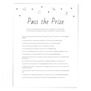 Pass the Prize Baby Shower Game: Minimalist Poem (Digital Download)