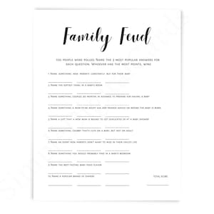Family Feud Baby Shower Game: Printable Minimalist Design (PDF)
