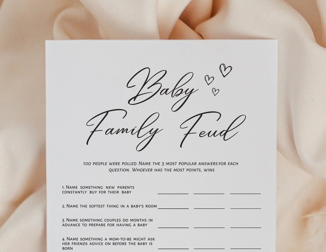 Baby Family Feud Baby Shower Game With Fast Money Round Black - Etsy