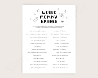 Minimalist 'Would Mommy Rather' Baby Shower Game (Digital Download)