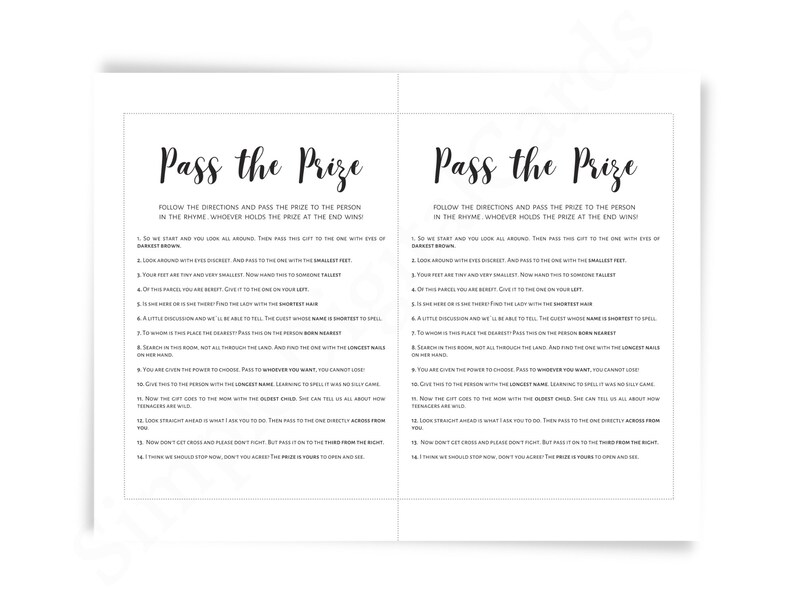 Pass the Prize Baby Shower Game, Pass the Gift, Baby Shower Activity ...