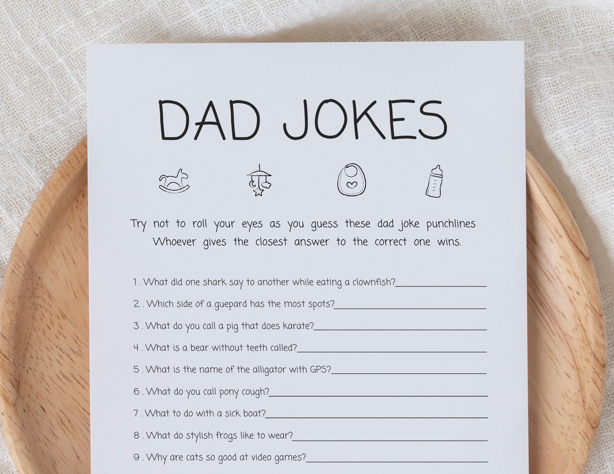 Dad Jokes Baby Shower Game Printable Minimalist Game Baby Etsy Ireland