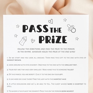 Minimalist Pass the Prize Baby Shower Game (Digital Download)