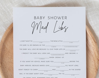 Baby Shower Mad Libs Game: Minimalist Printable (PDF)