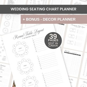 Wedding Seating Chart Planner: Round & Rectangular Tables (Digital Download)