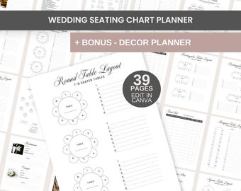 Wedding Seating Chart Planner: Round & Rectangular Tables (Digital Download)
