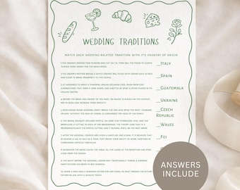 Fresh off the market - Bridal Shower Game Wedding Traditions. Editable in Canva.