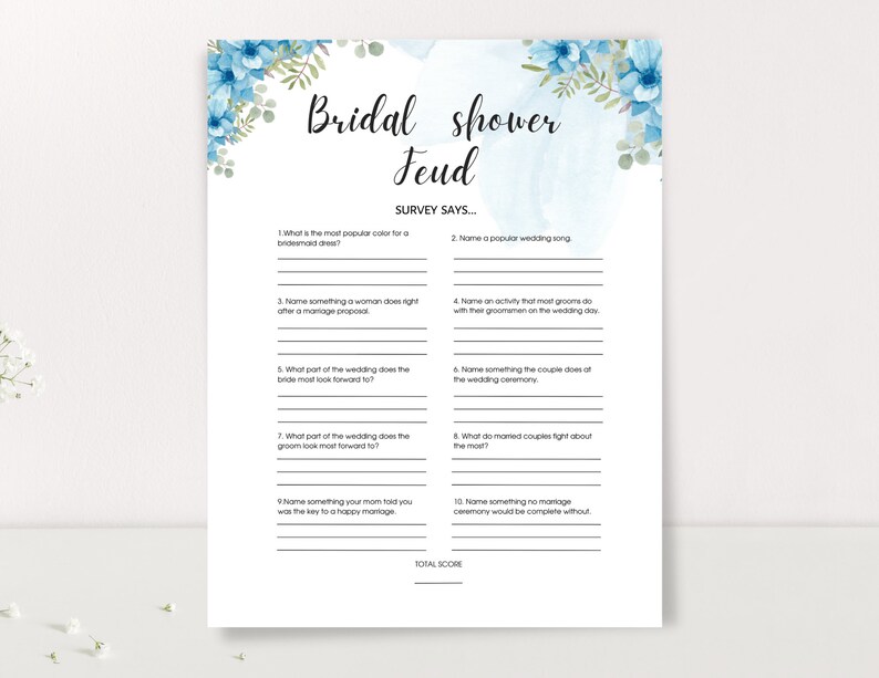 Bridal Shower Family Feud Game Bridal Shower Games Wedding Etsy