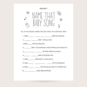 Name That Baby Song Game: Minimalist Baby Shower, Printable (PDF Download