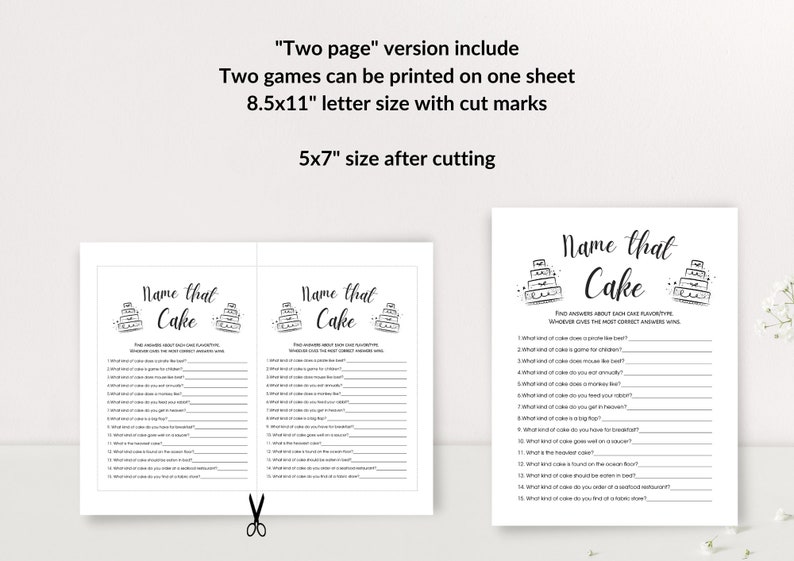 Bridal Shower Games Name That Cake Wedding Shower Games Etsy