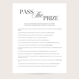 Pass the Prize Baby Shower Game: Minimalist Printable (Digital Download)