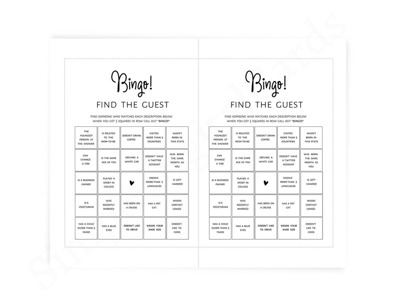 Bingo Find the Guest, Baby Shower Game Minimalist, Couple Baby Shower