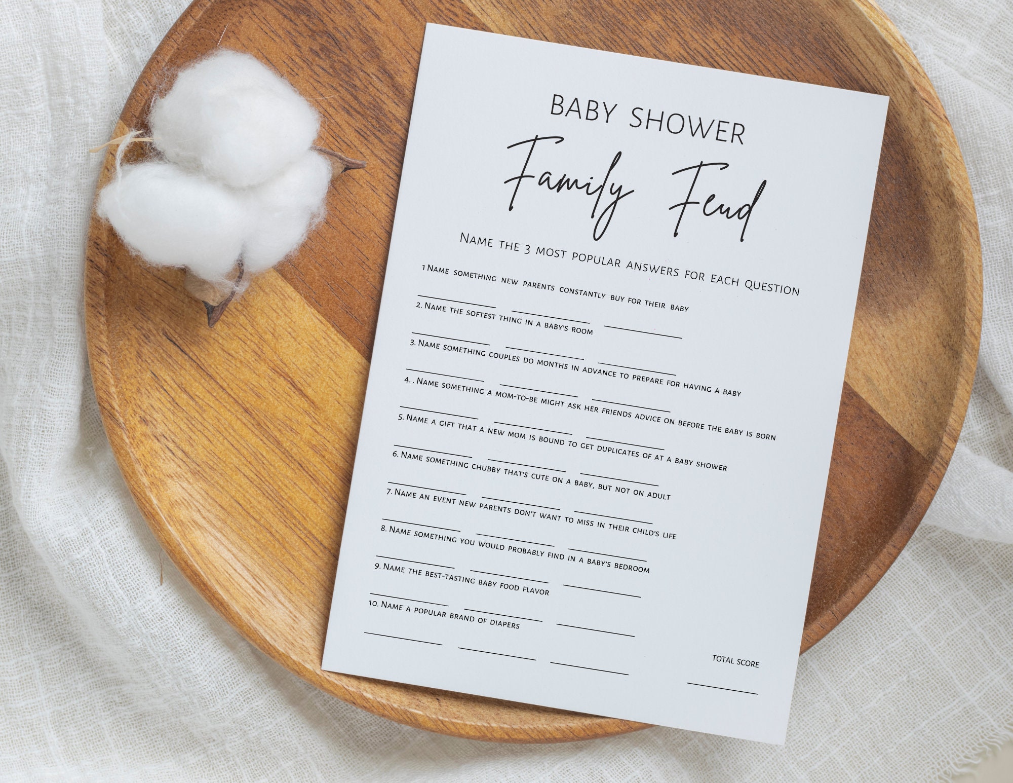 Family Feud Game, Baby Shower Game, Family Feud With Fast Money Round