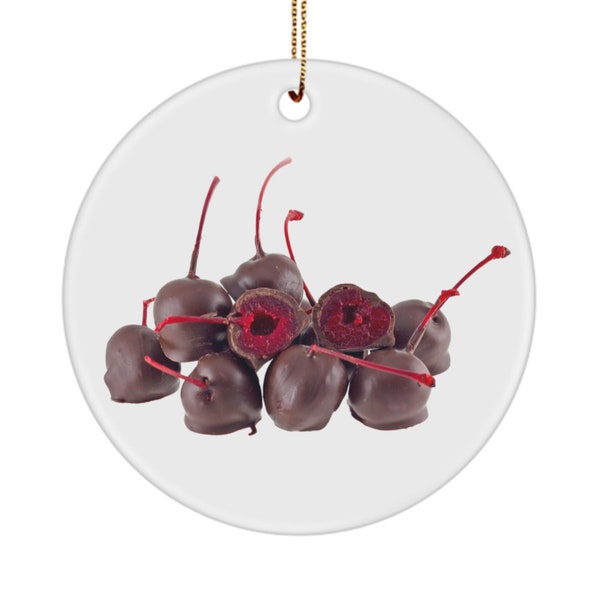 Chocolate covered cherries ornament, chocolate colored christmas ornaments, chocolate ornament balls, i love chocolate ornament