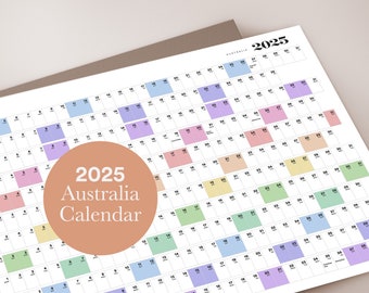 2025 Wall Planner Calendar Colour | Horizontal Rainbow | Digital download and print