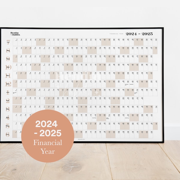 Australia Financial Year Wall Planner 2024 - 2025