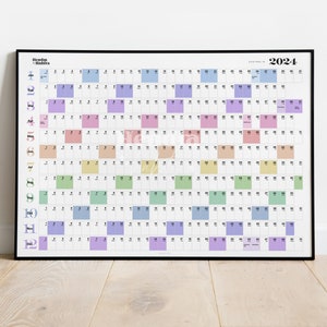 2024 Wall Planner Calendar Colour A2 Rainbow AUSTRALIAN Wall Calendar Year to View Landscape image 1