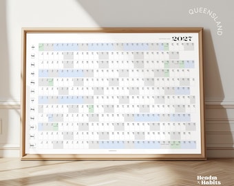 Calendario del Queensland, Australia 2027 / Agenda da parete ~ Include le vacanze scolastiche