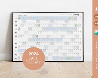 ACT, Australia Calendar 2024 | Wall Planner ~ Includes School Holidays.