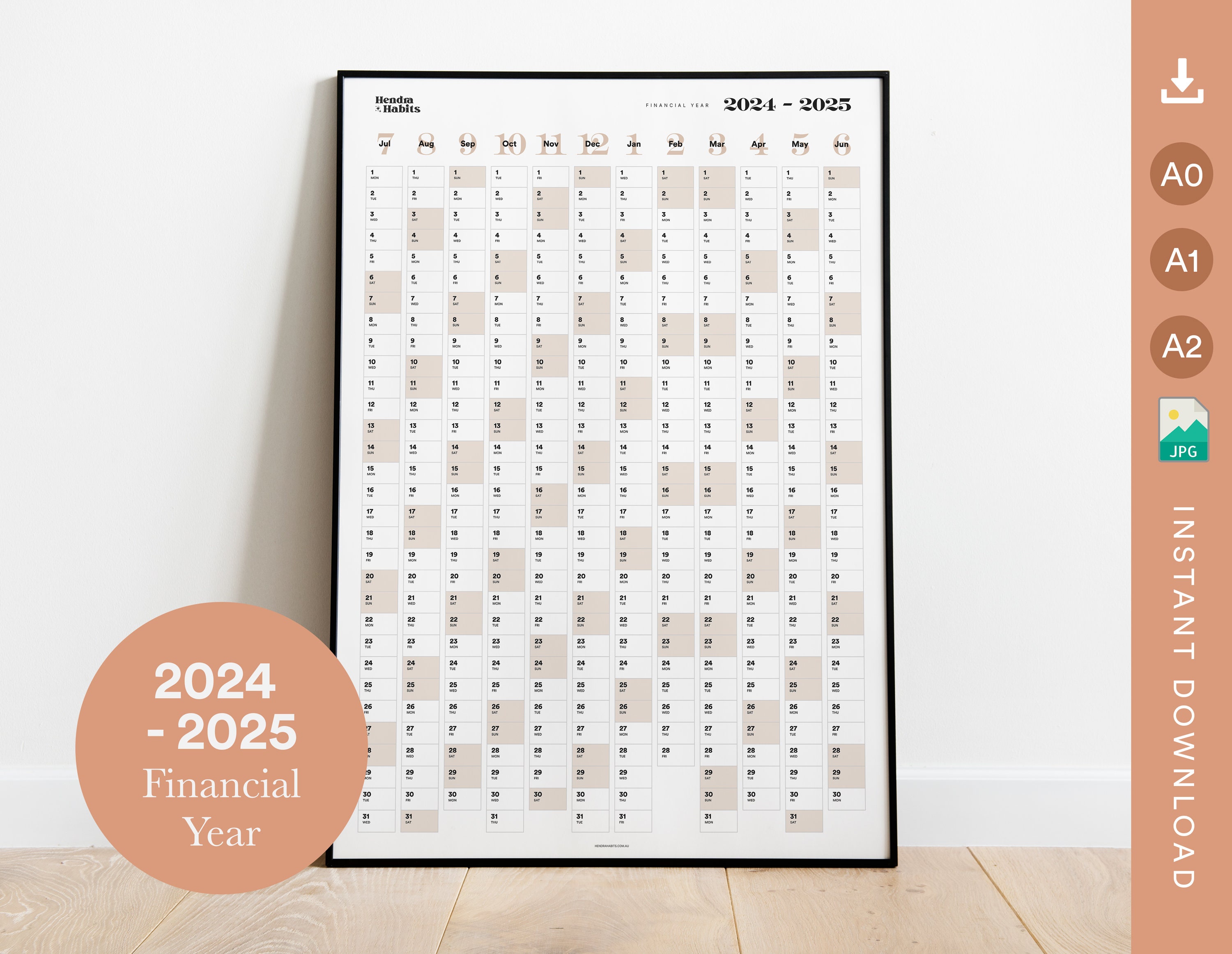 Australia financial year wall planner 2024 2025 etsy australia