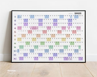 2023 Wall Planner Calendar Colour | A2 Rainbow AUSTRALIAN Wall Calendar | Year to View | Landscape