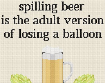 Modèle de point de croix de sagesse de bière. PDF. Motif de point de croix drôle de phrase. Modèle de point de croix de bière.