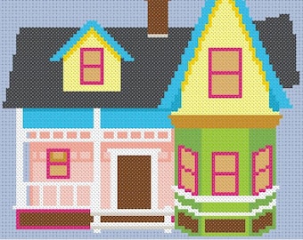 Modèle de point de croix House UP. PDF. Modèle de point de croix maison ballon. Modèle de point de croix moderne. Modèle de point de croix Liberty